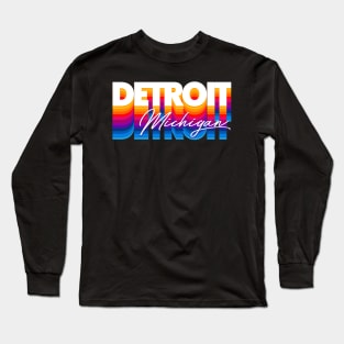 Detroit, Michigan // Retro Typography Design Long Sleeve T-Shirt